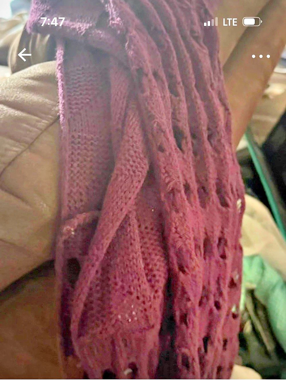 Purple Knit Fringe Scarf Like New